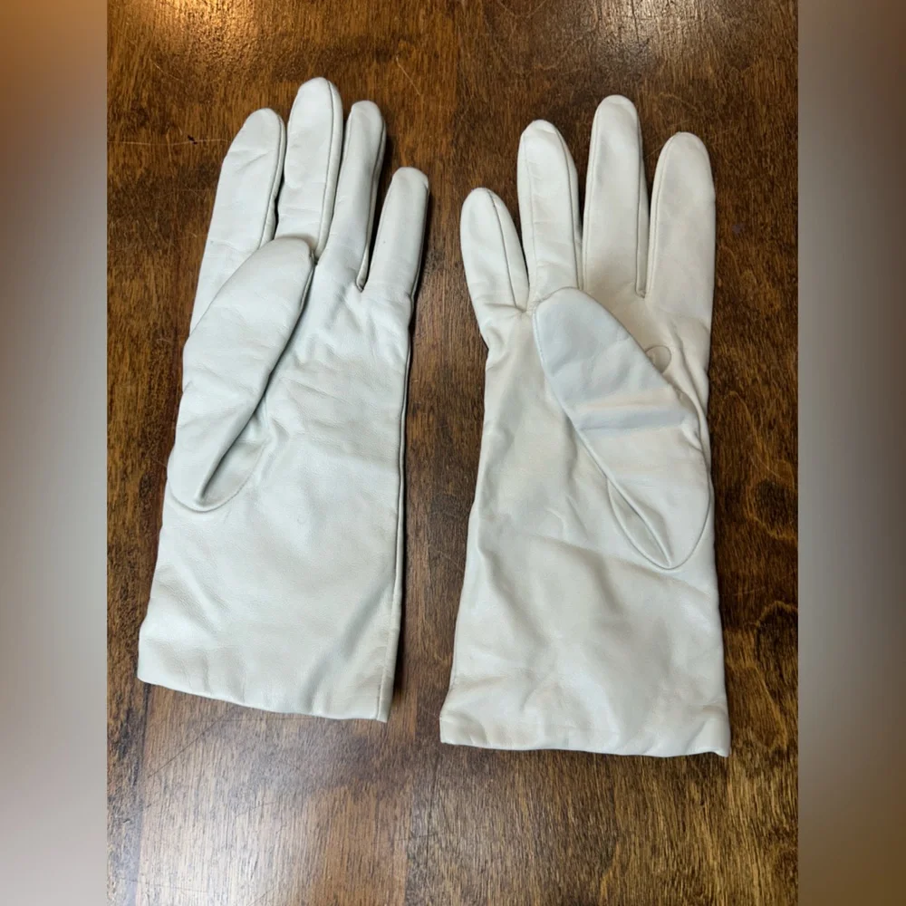 White Cashmere Leather Gloves